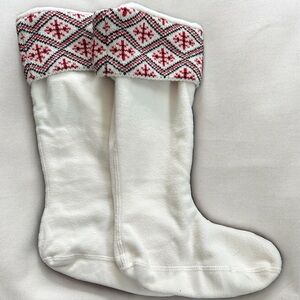 Women’s Tall Hunter Rain Boot Liner Cream with Red and Black - Size Medium